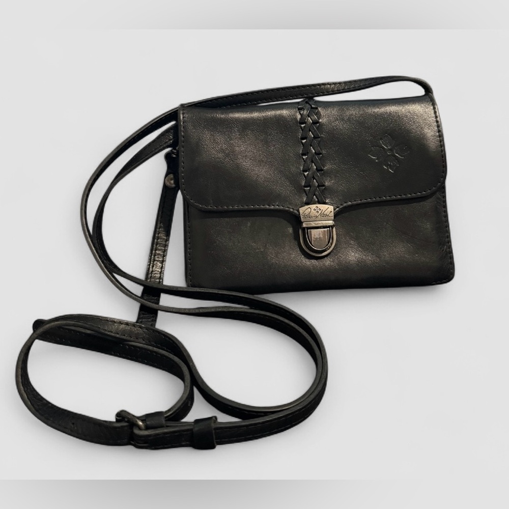 Patricia Nash Bianco Crossbody Organizer Black Leather Bag clutch western chic